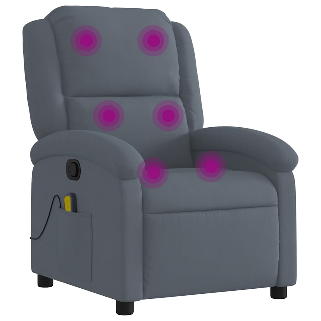 Massagestoel in donkergrijs fluweel is nu te koop bij PeponiXL, paradijselijk wonen!
