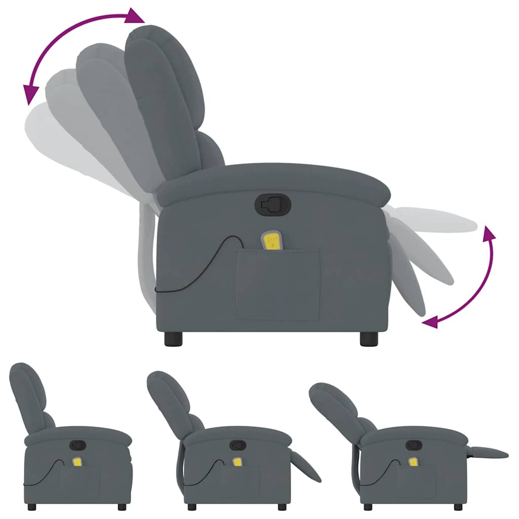 Massagestoel in donkergrijs fluweel is nu te koop bij PeponiXL, paradijselijk wonen!