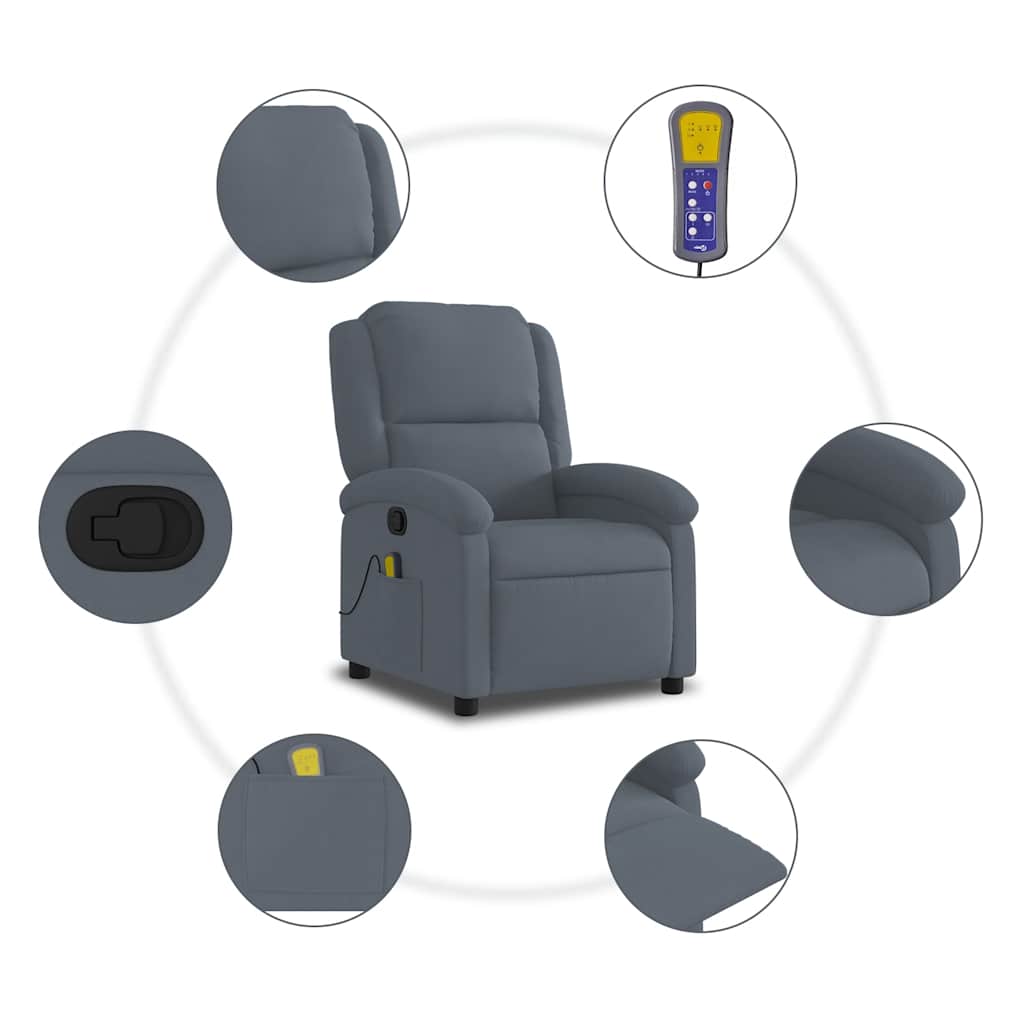 Massagestoel in donkergrijs fluweel is nu te koop bij PeponiXL, paradijselijk wonen!