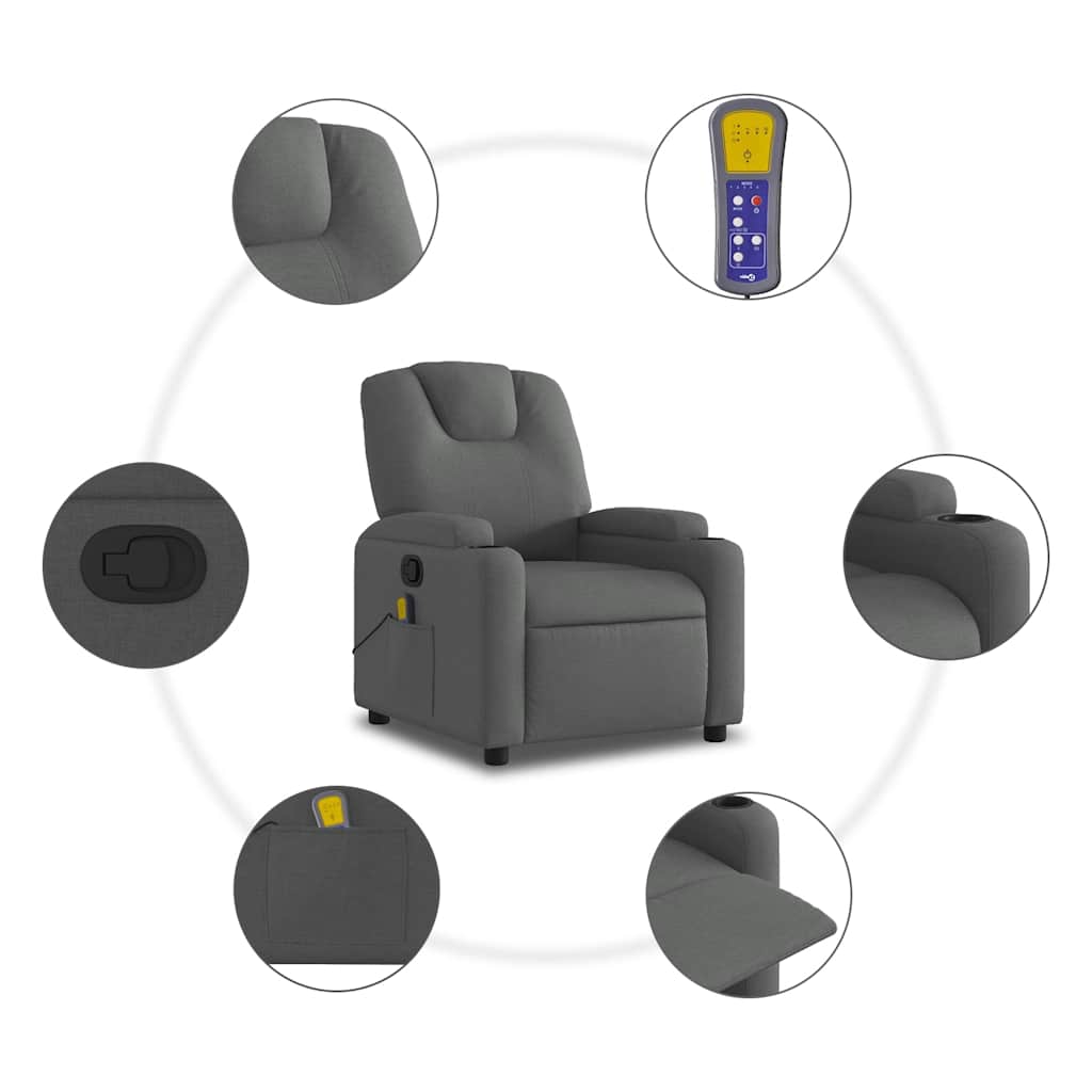 Massagestoel in donkergrijze stof is nu te koop bij PeponiXL, paradijselijk wonen!