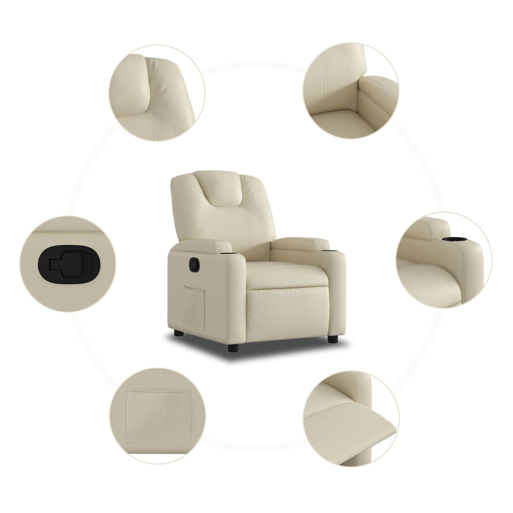 Relaxfauteuil Crème Kunstleer is nu te koop bij PeponiXL, paradijselijk wonen!
