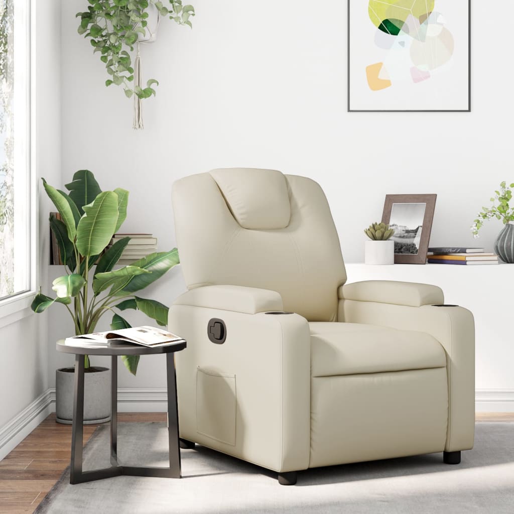 Relaxfauteuil Crème Kunstleer is nu te koop bij PeponiXL, paradijselijk wonen!