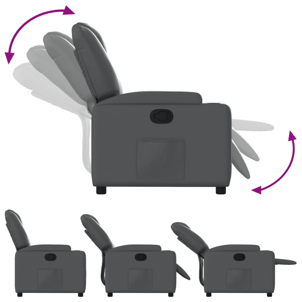 Relaxfauteuil grijs kunstleer is nu te koop bij PeponiXL, paradijselijk wonen!