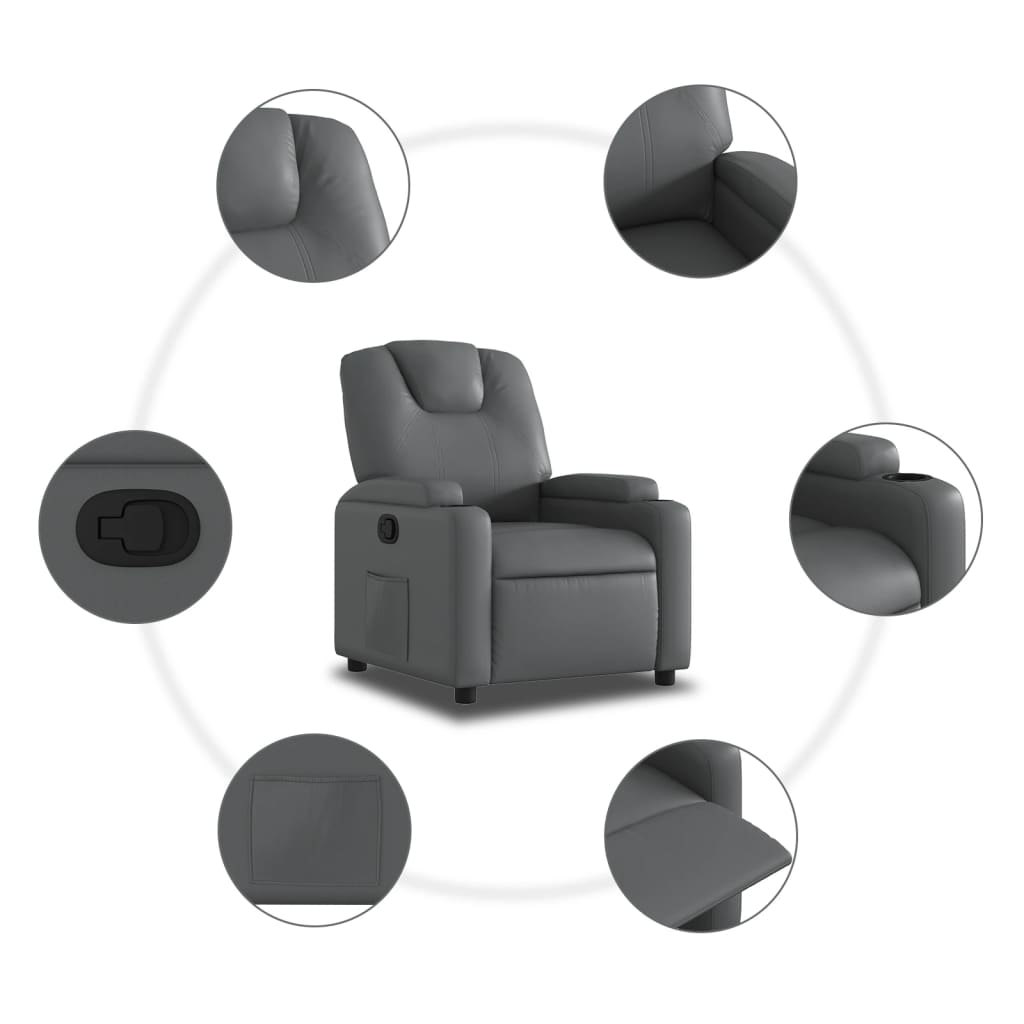 Relaxfauteuil grijs kunstleer is nu te koop bij PeponiXL, paradijselijk wonen!