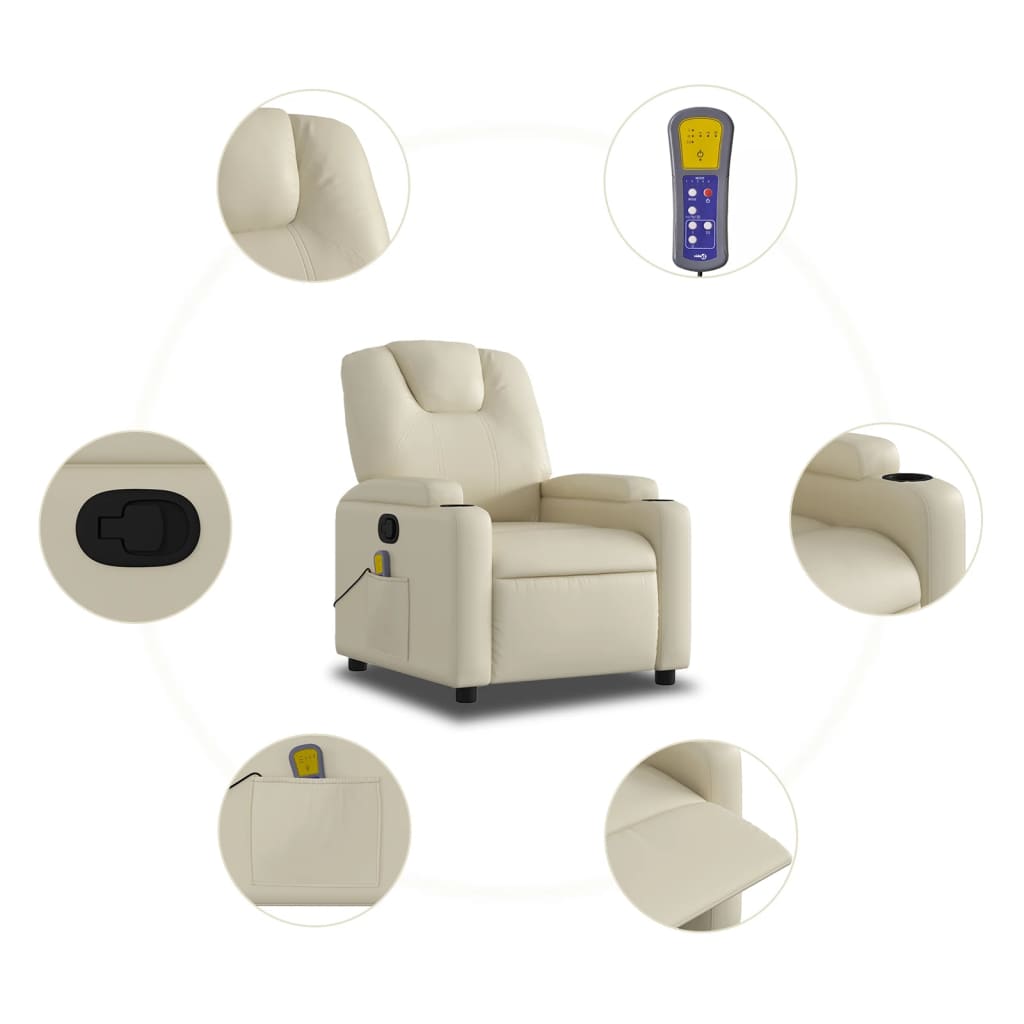 Massagestoel van kunstleer in crèmekleur is nu te koop bij PeponiXL, paradijselijk wonen!