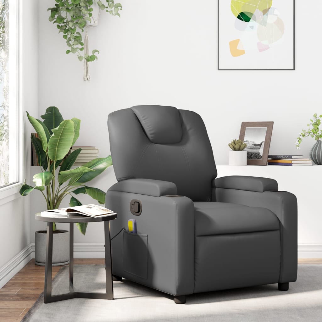 Massagestoel van grijs kunstleer is nu te koop bij PeponiXL, paradijselijk wonen!