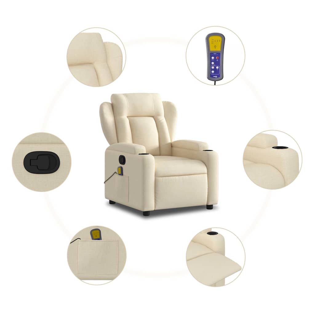 Massagestoel met crèmekleurige stof is nu te koop bij PeponiXL, paradijselijk wonen!