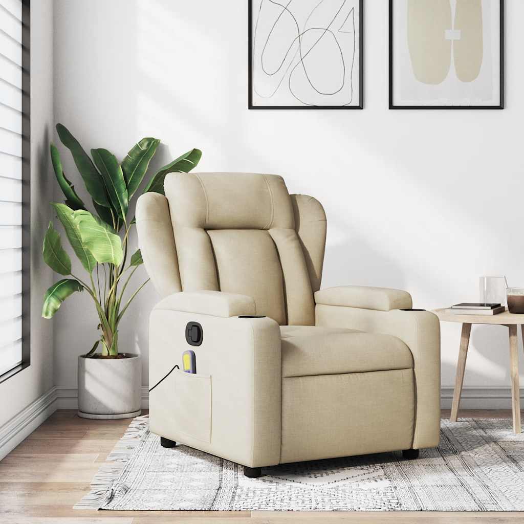 Massagestoel met crèmekleurige stof is nu te koop bij PeponiXL, paradijselijk wonen!