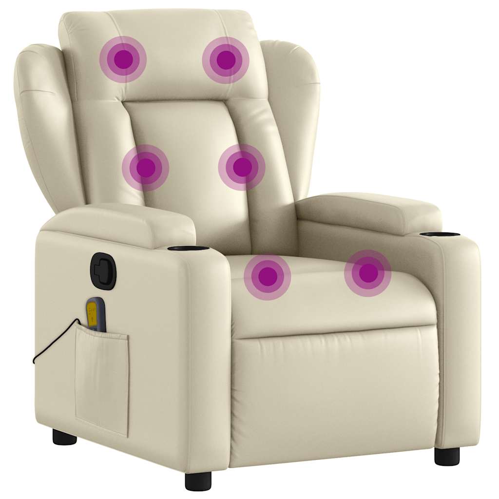 Massagestoel van kunstleer in crèmekleur is nu te koop bij PeponiXL, paradijselijk wonen!