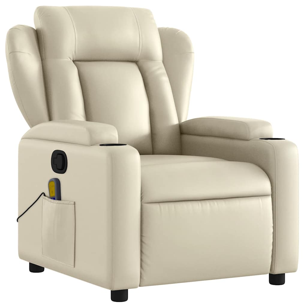 Massagestoel van kunstleer in crèmekleur is nu te koop bij PeponiXL, paradijselijk wonen!
