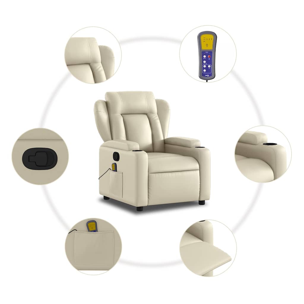 Massagestoel van kunstleer in crèmekleur is nu te koop bij PeponiXL, paradijselijk wonen!
