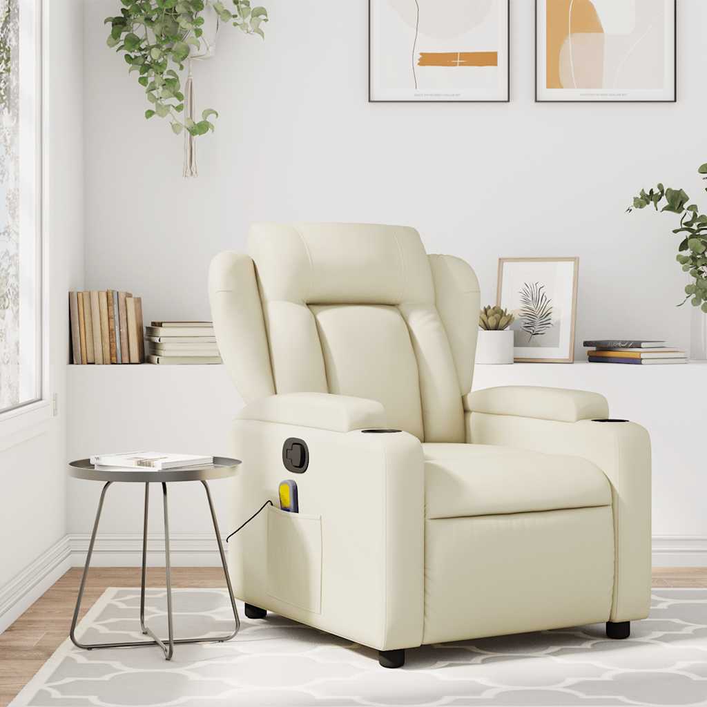 Massagestoel van kunstleer in crèmekleur is nu te koop bij PeponiXL, paradijselijk wonen!