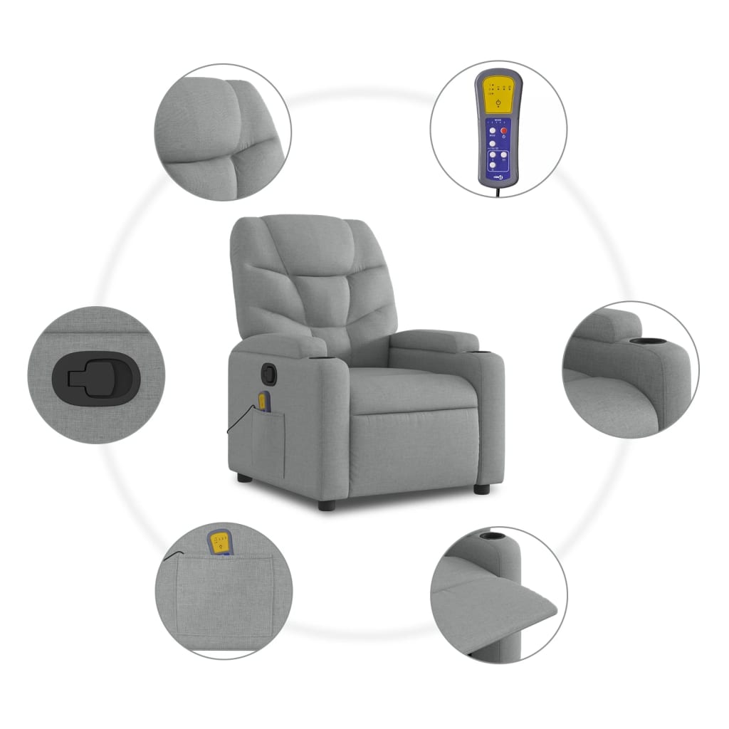 Massagestoel met lichtgrijze stof is nu te koop bij PeponiXL, paradijselijk wonen!