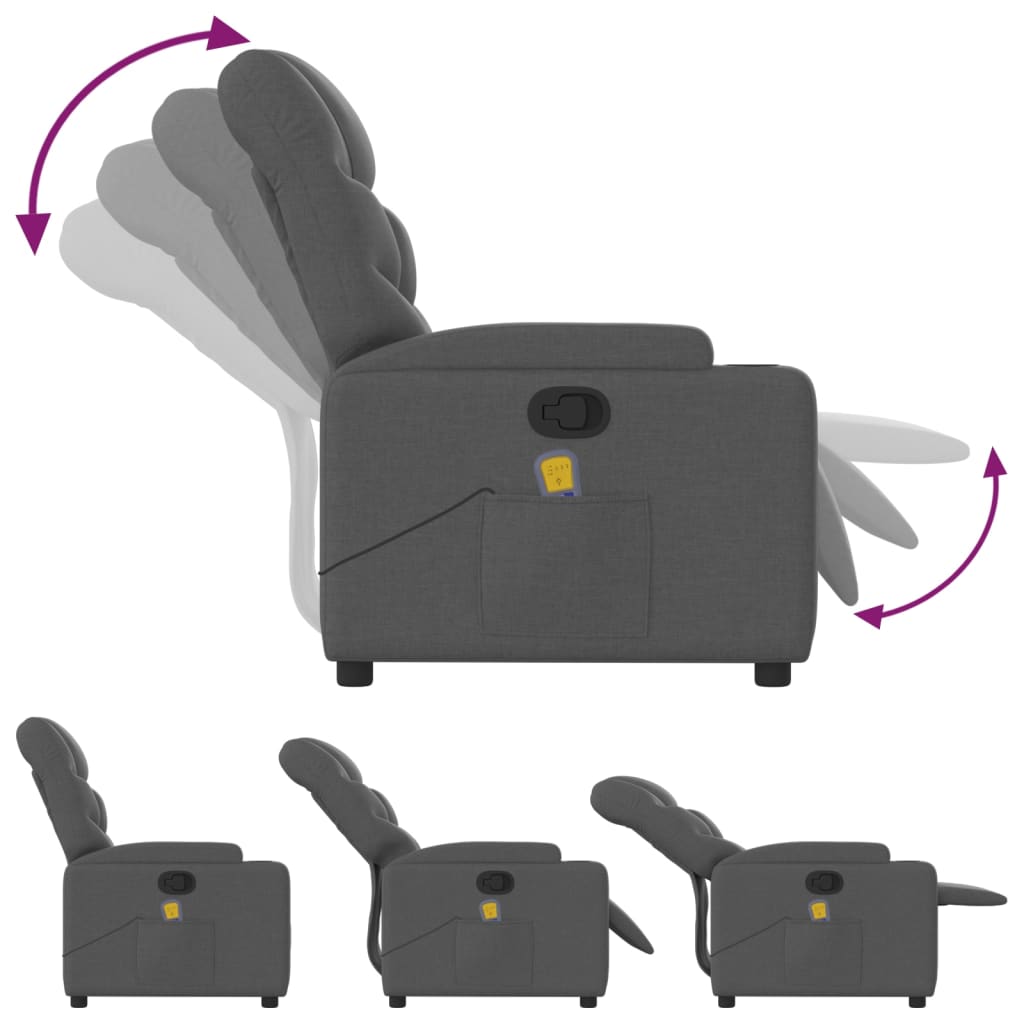 Massagestoel in donkergrijze stof is nu te koop bij PeponiXL, paradijselijk wonen!