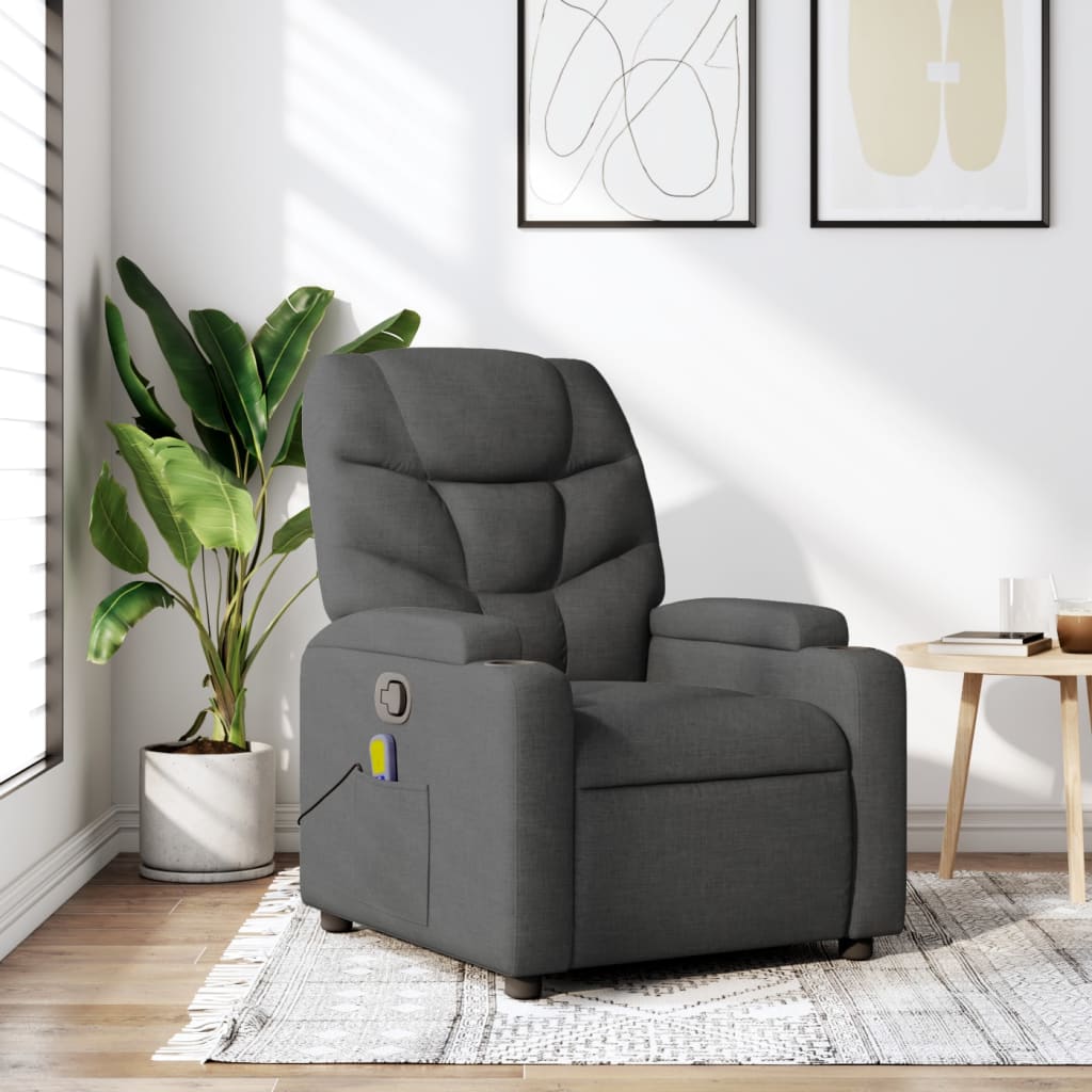 Massagestoel in donkergrijze stof is nu te koop bij PeponiXL, paradijselijk wonen!