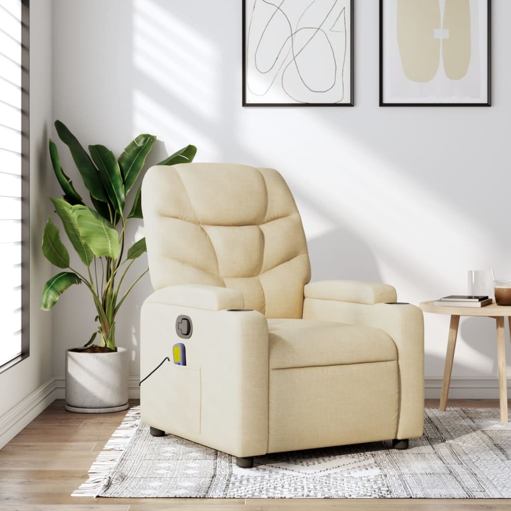 Massagestoel met crèmekleurige stof is nu te koop bij PeponiXL, paradijselijk wonen!