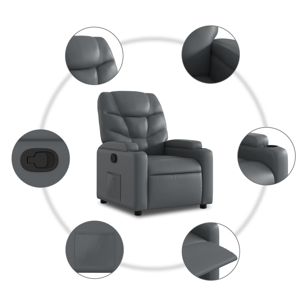 Relaxfauteuil kunstleer grijs is nu te koop bij PeponiXL, paradijselijk wonen!