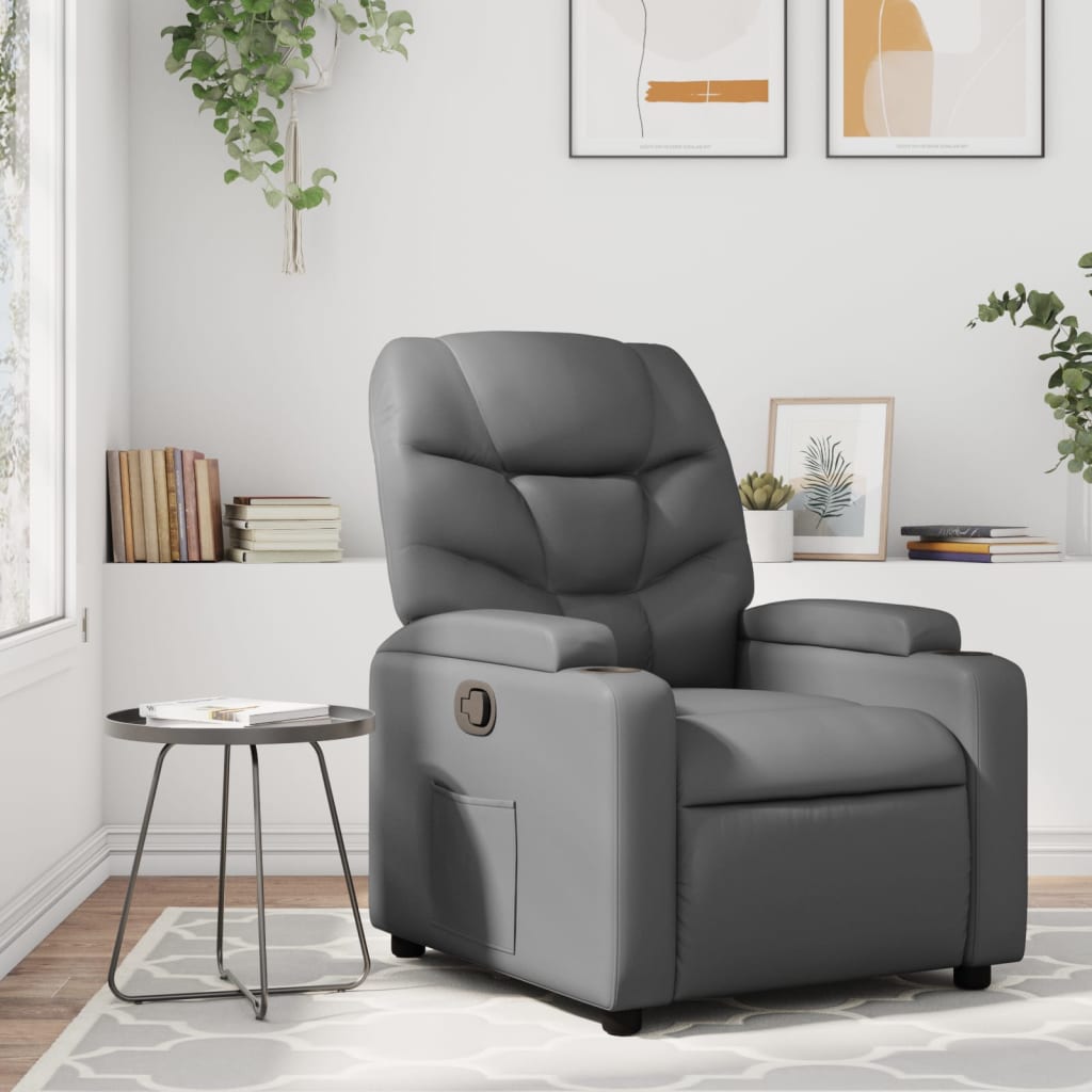Relaxfauteuil kunstleer grijs is nu te koop bij PeponiXL, paradijselijk wonen!