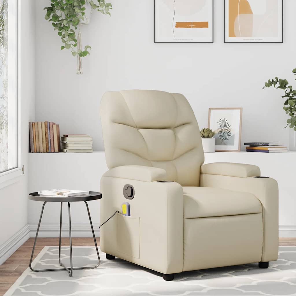 Massagestoel van kunstleer in crèmekleur is nu te koop bij PeponiXL, paradijselijk wonen!