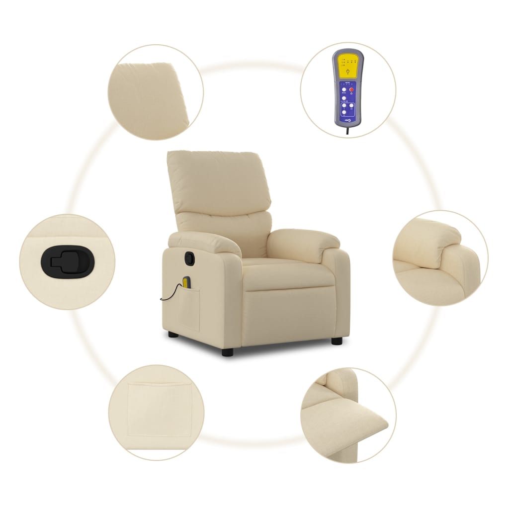 Massagestoel met crèmekleurige stof is nu te koop bij PeponiXL, paradijselijk wonen!