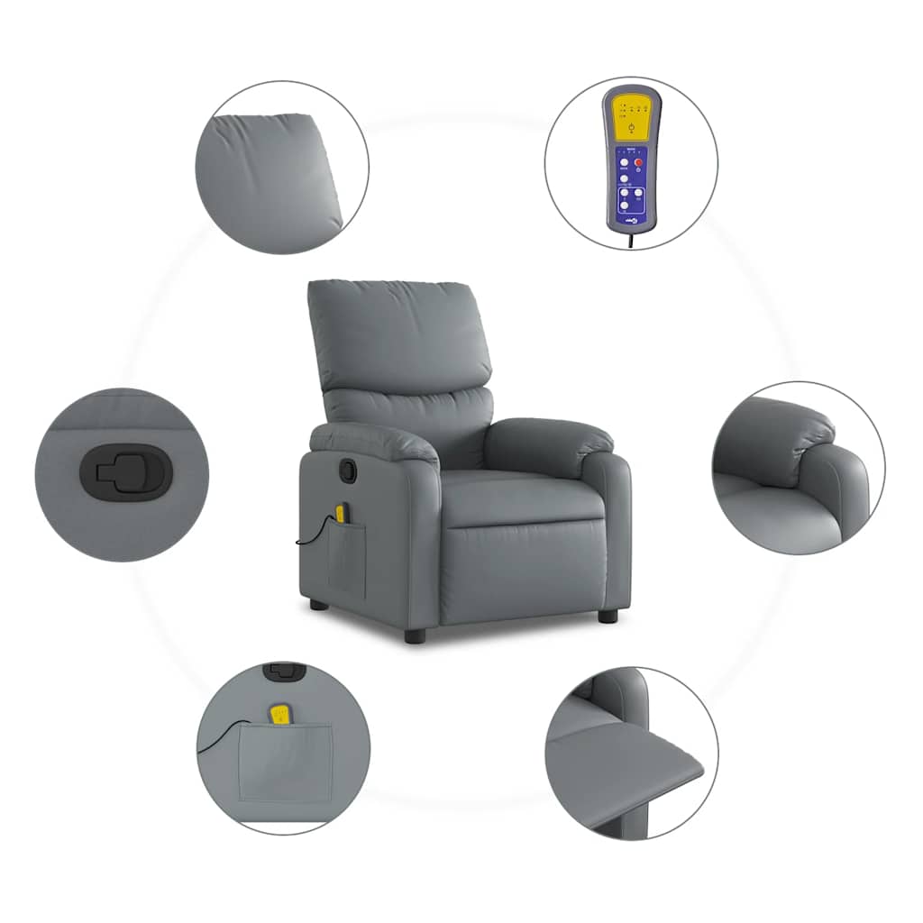 Massagestoel van grijs kunstleer is nu te koop bij PeponiXL, paradijselijk wonen!