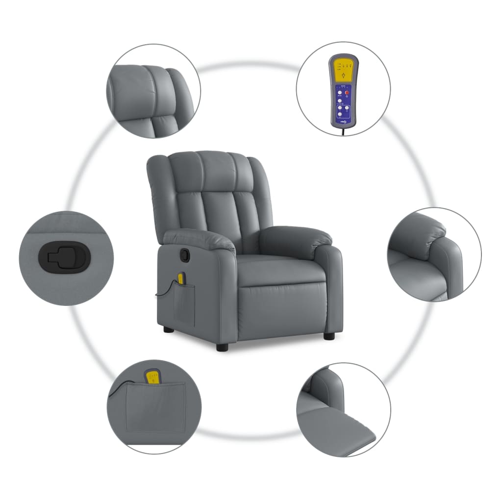 Massagestoel van grijs kunstleer is nu te koop bij PeponiXL, paradijselijk wonen!