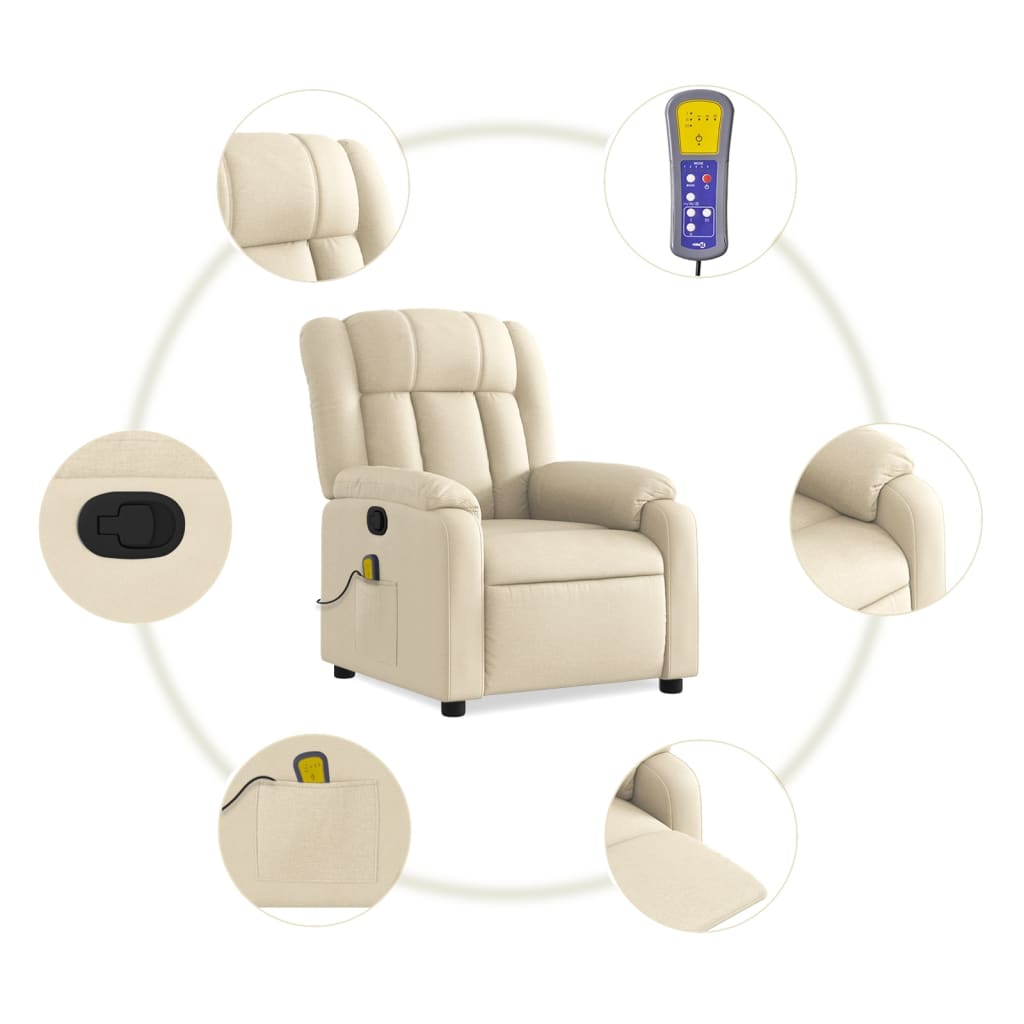 Massagestoel met crèmekleurige stof is nu te koop bij PeponiXL, paradijselijk wonen!