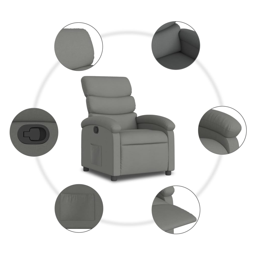 Relaxfauteuil donkergrijze stof is nu te koop bij PeponiXL, paradijselijk wonen!