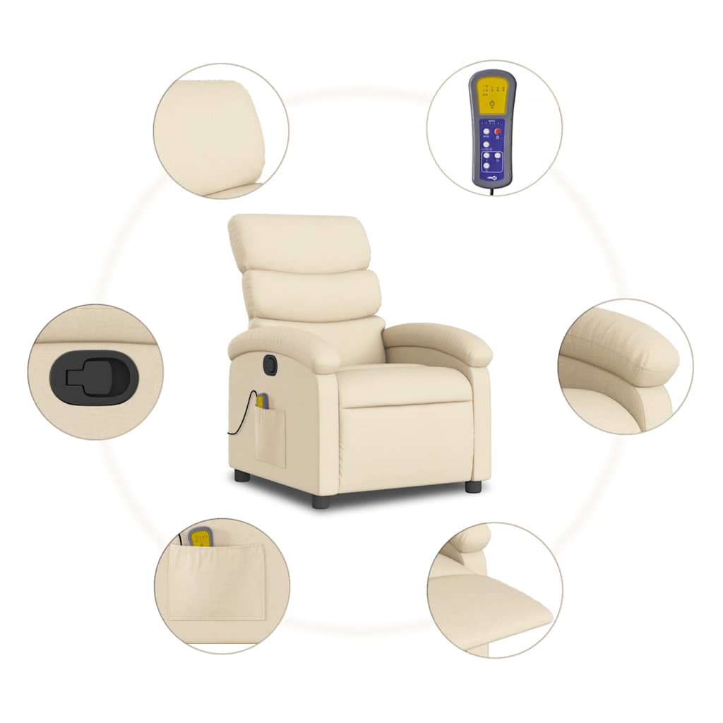 Massagestoel met crèmekleurige stof is nu te koop bij PeponiXL, paradijselijk wonen!
