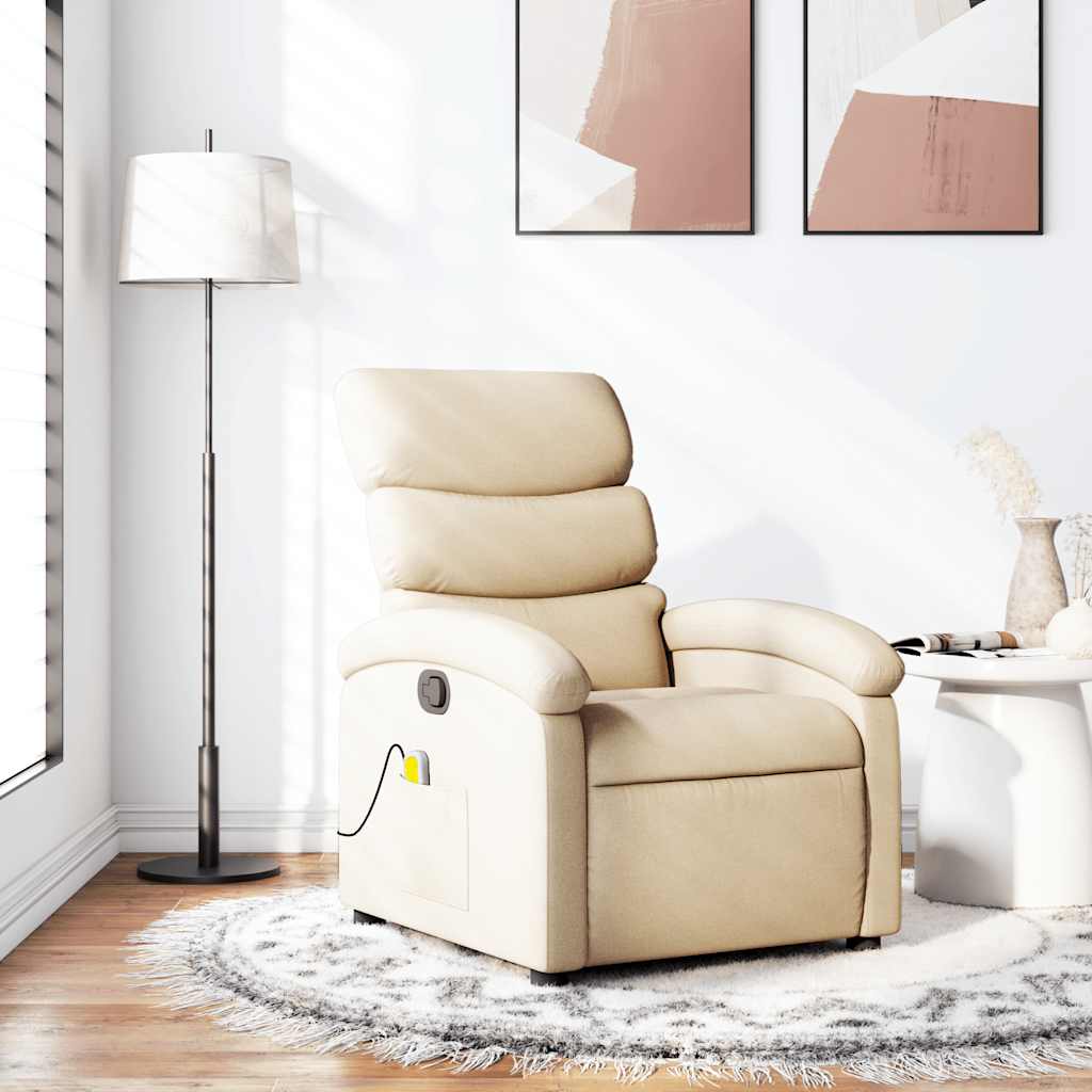 Massagestoel met crèmekleurige stof is nu te koop bij PeponiXL, paradijselijk wonen!