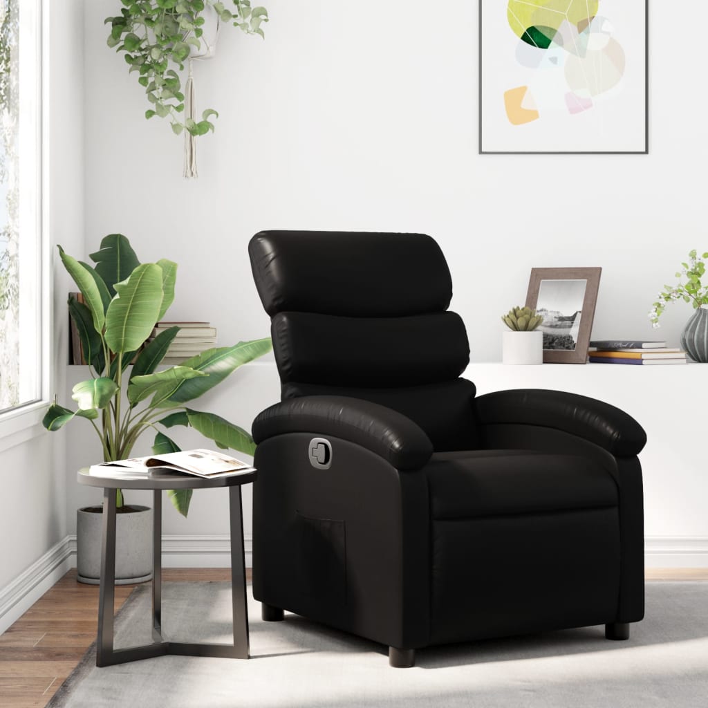 Relaxfauteuil zwart kunstleer is nu te koop bij PeponiXL, paradijselijk wonen!