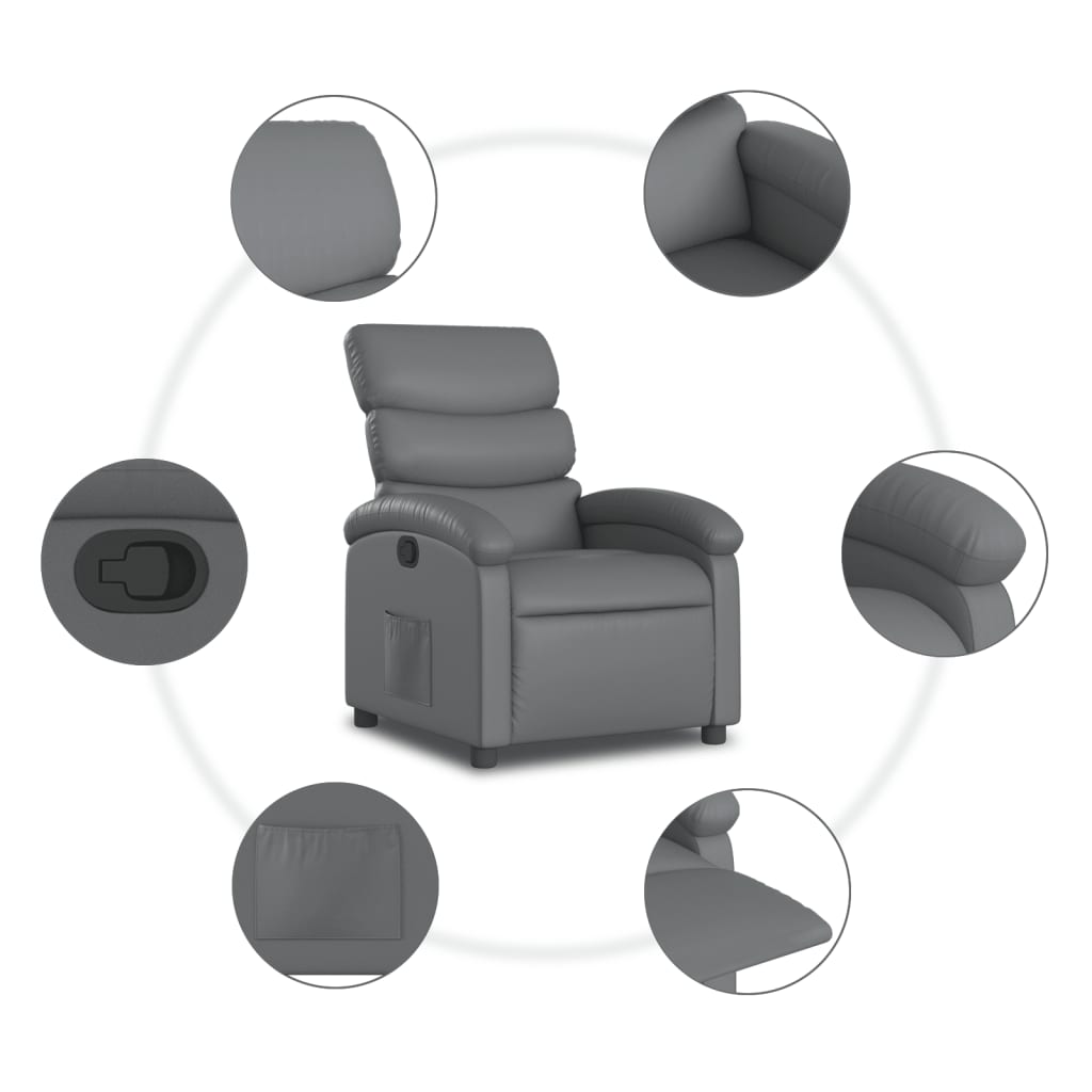 Relaxfauteuil grijs kunstleer is nu te koop bij PeponiXL, paradijselijk wonen!