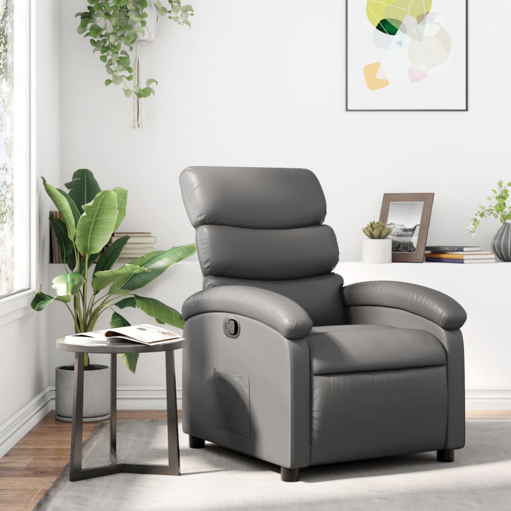 Relaxfauteuil grijs kunstleer is nu te koop bij PeponiXL, paradijselijk wonen!