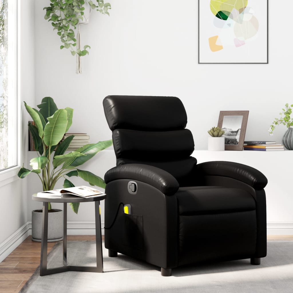 Massagestoel van zwart kunstleer is nu te koop bij PeponiXL, paradijselijk wonen!