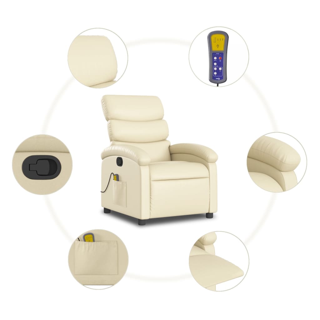 Massagestoel van kunstleer in crèmekleur is nu te koop bij PeponiXL, paradijselijk wonen!