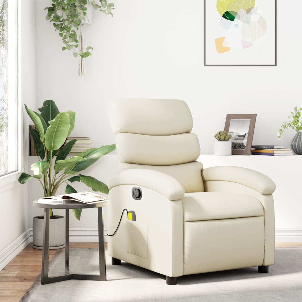 Massagestoel van kunstleer in crèmekleur is nu te koop bij PeponiXL, paradijselijk wonen!