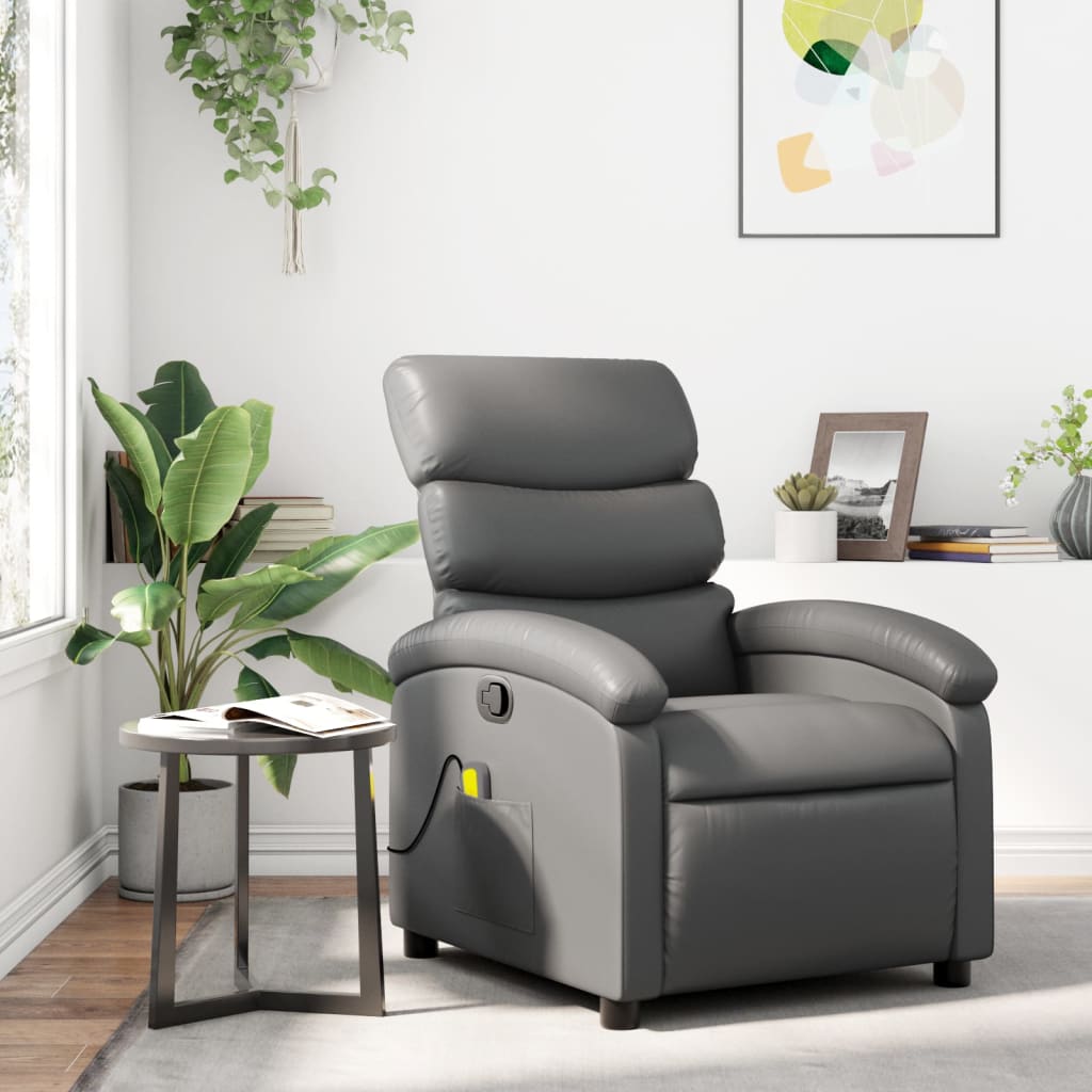Massagestoel van grijs kunstleer is nu te koop bij PeponiXL, paradijselijk wonen!