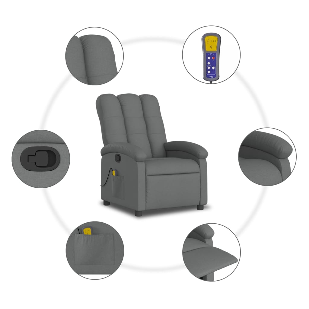 Massagestoel in donkergrijze stof is nu te koop bij PeponiXL, paradijselijk wonen!