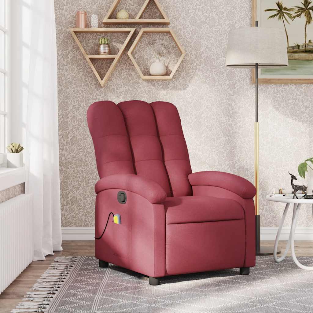 Massagestoel in wijnrode stof is nu te koop bij PeponiXL, paradijselijk wonen!
