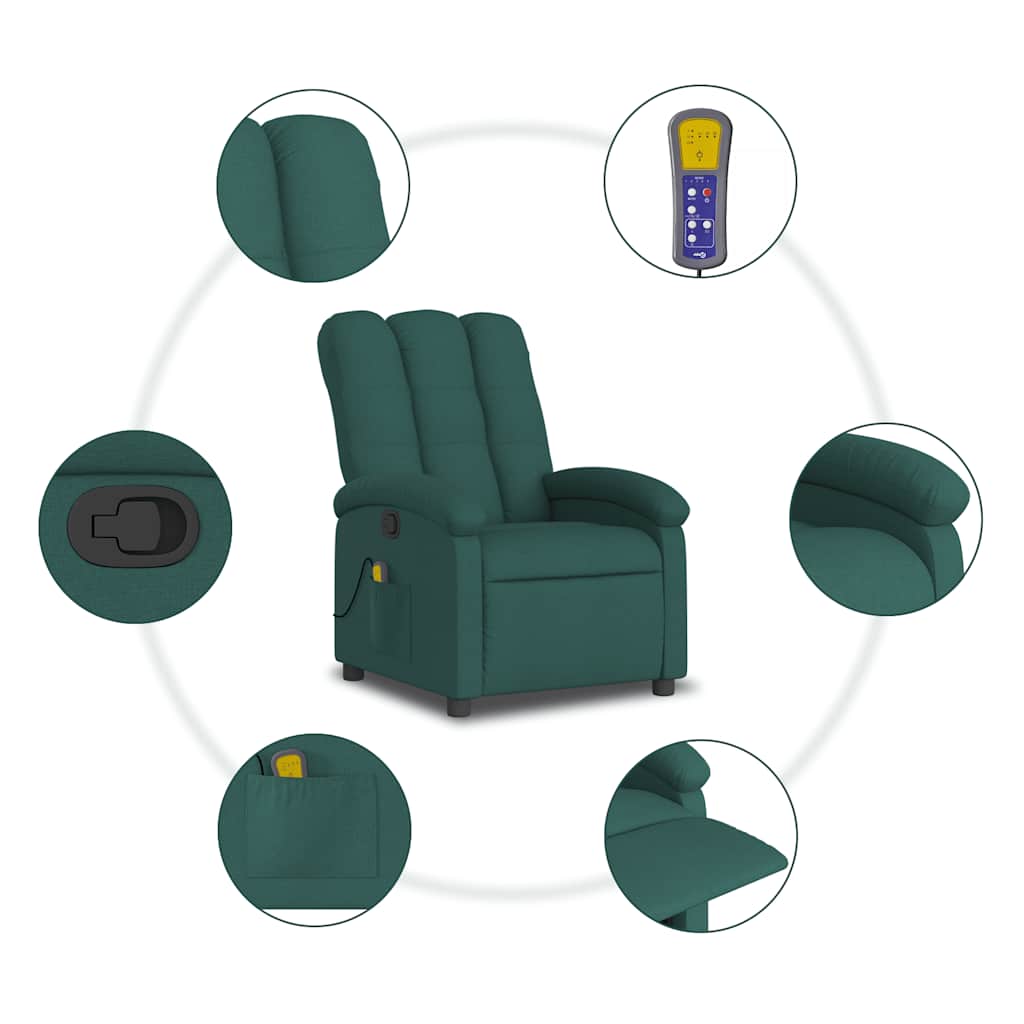 Massagestoel met donkergroene stof is nu te koop bij PeponiXL, paradijselijk wonen!