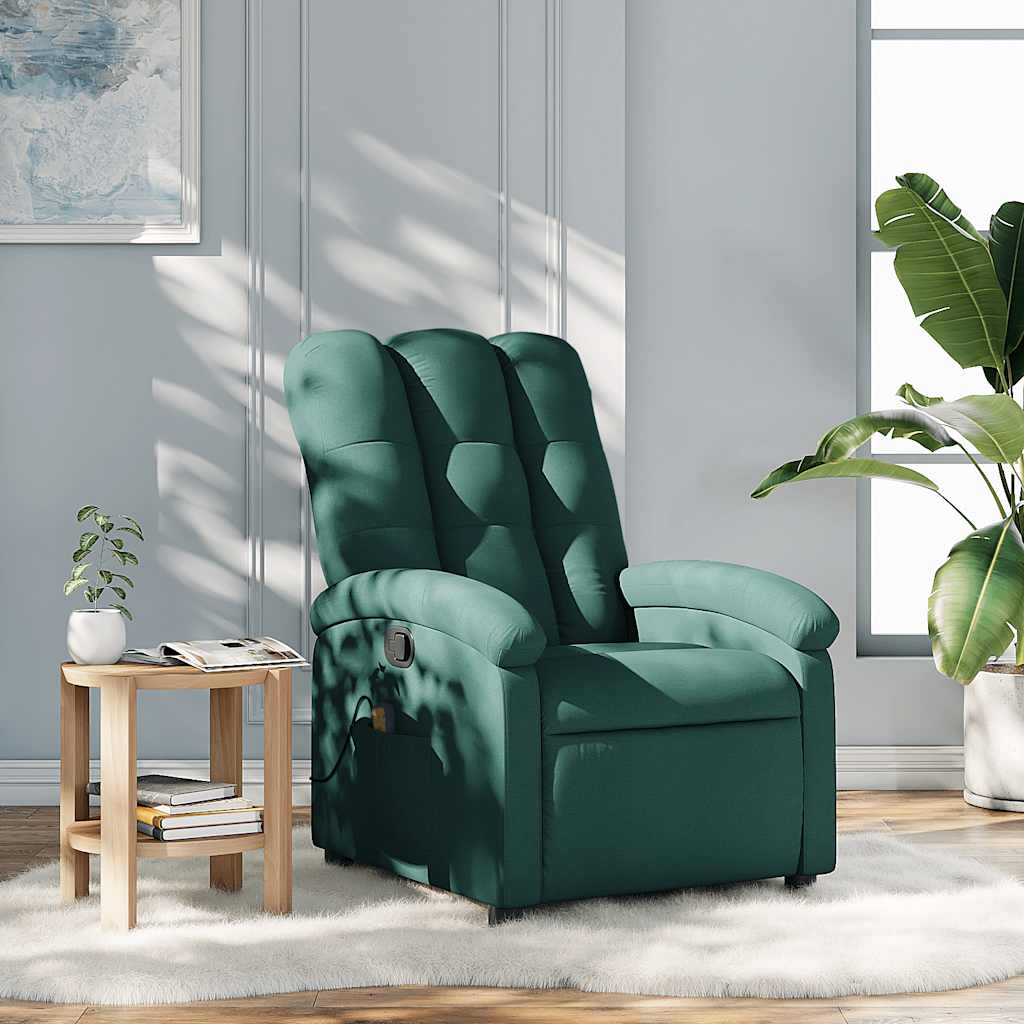 Massagestoel met donkergroene stof is nu te koop bij PeponiXL, paradijselijk wonen!