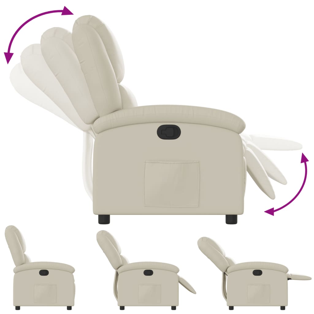 Relaxfauteuil crèmekleurig kunstleer is nu te koop bij PeponiXL, paradijselijk wonen!
