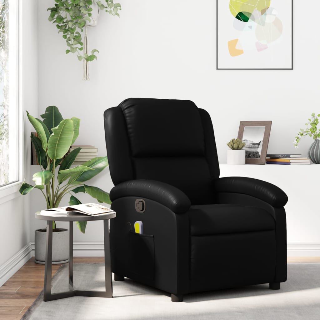 Massagestoel van zwart kunstleer is nu te koop bij PeponiXL, paradijselijk wonen!
