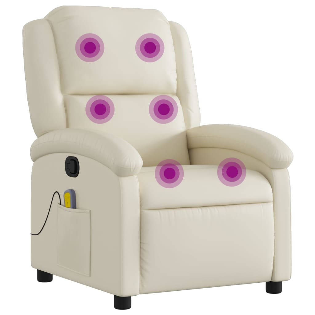 Massagestoel van kunstleer in crèmekleur is nu te koop bij PeponiXL, paradijselijk wonen!