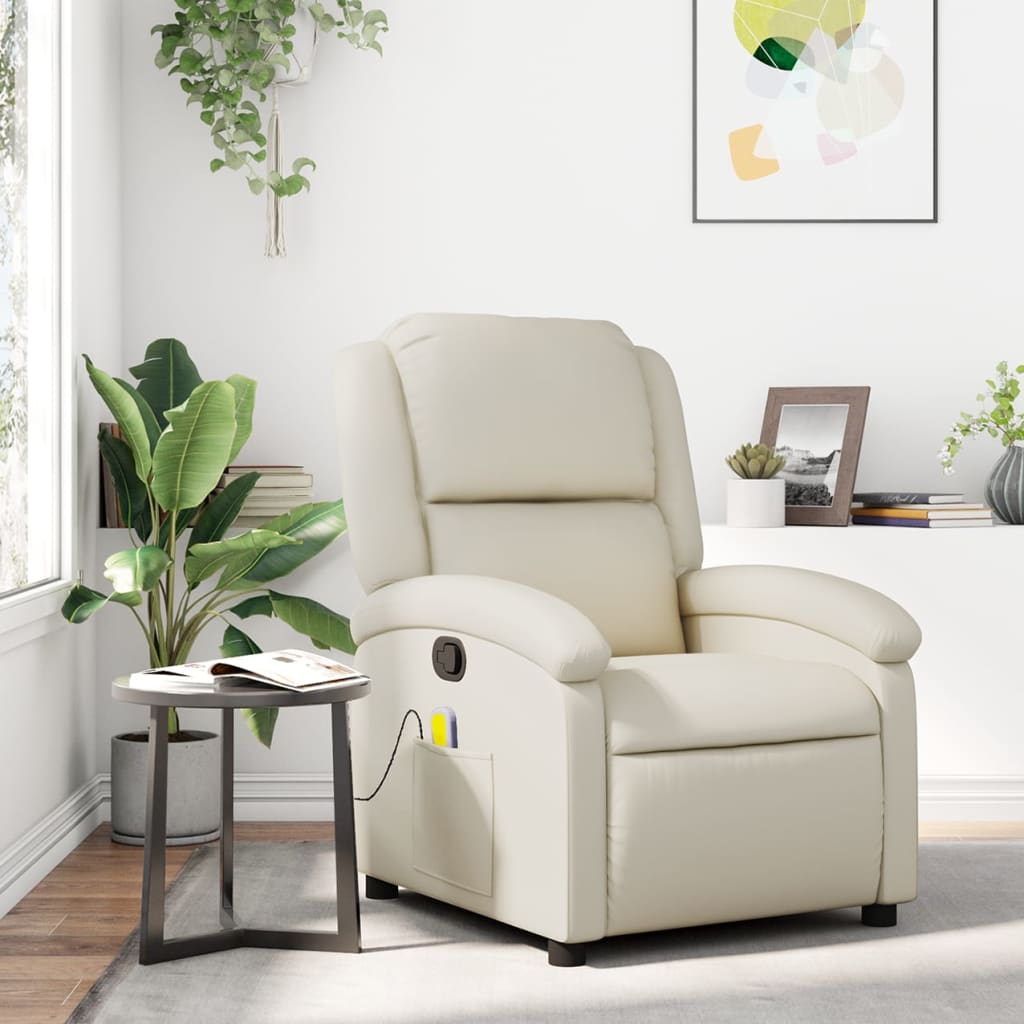 Massagestoel van kunstleer in crèmekleur is nu te koop bij PeponiXL, paradijselijk wonen!