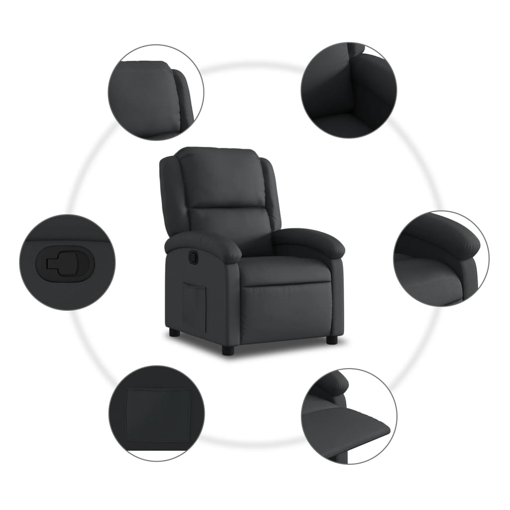 Relaxfauteuil Zwart Echt Leer is nu te koop bij PeponiXL, paradijselijk wonen!