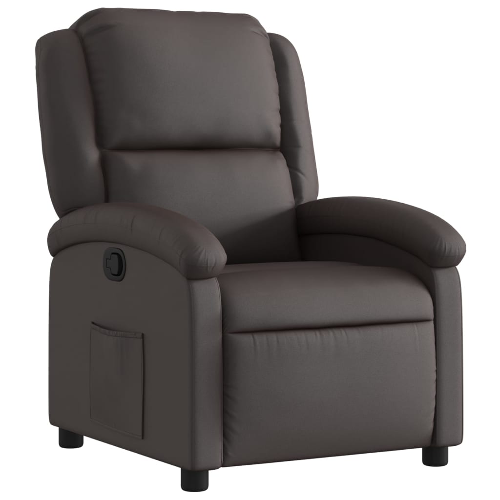 Relaxfauteuil donkerbruin echt leer is nu te koop bij PeponiXL, paradijselijk wonen!