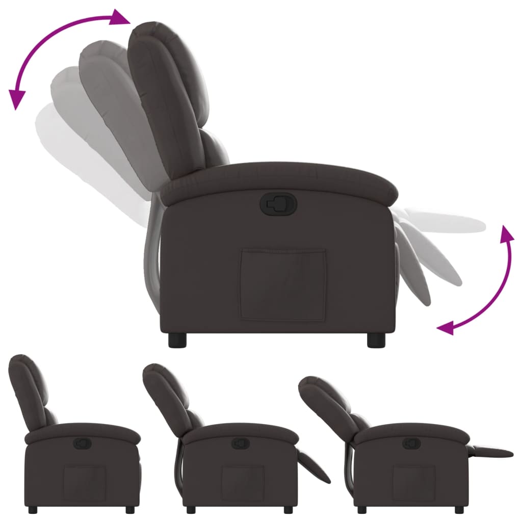 Relaxfauteuil donkerbruin echt leer is nu te koop bij PeponiXL, paradijselijk wonen!