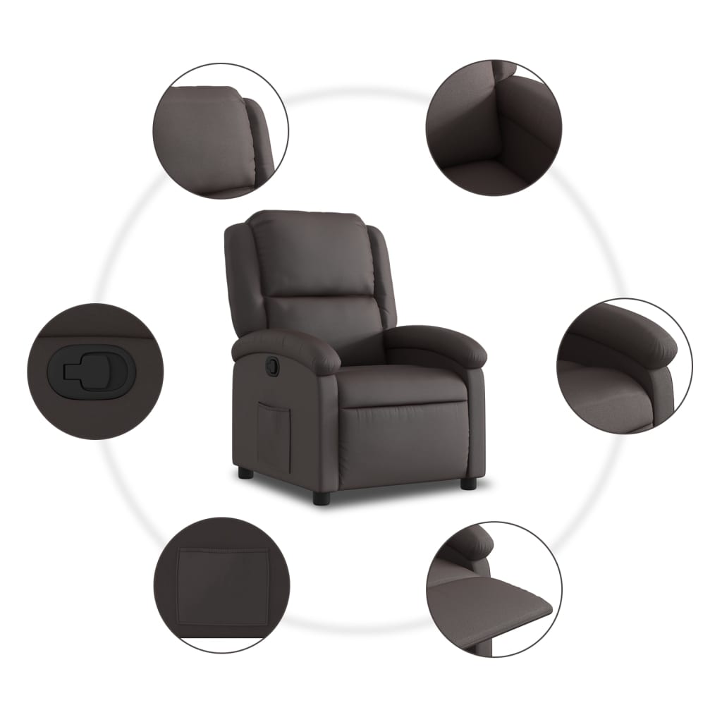 Relaxfauteuil donkerbruin echt leer is nu te koop bij PeponiXL, paradijselijk wonen!
