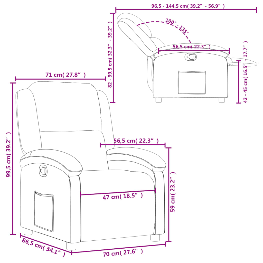 Relaxfauteuil donkerbruin echt leer is nu te koop bij PeponiXL, paradijselijk wonen!